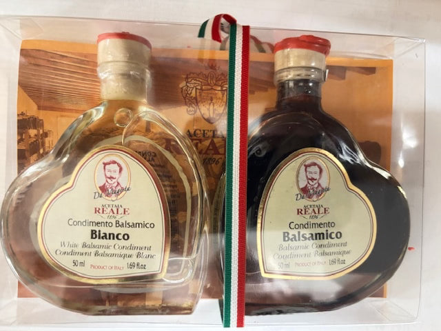 REALE 2 Heart Gift Pack with 5 year Balsamic & 5 year White Balsamic Vinegar 1.69oz each