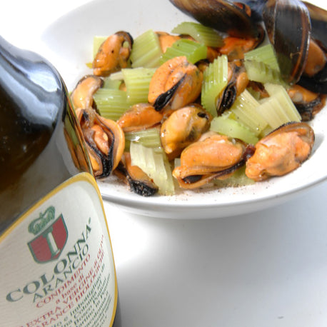 Mussels with celery and Colonna arancio oil