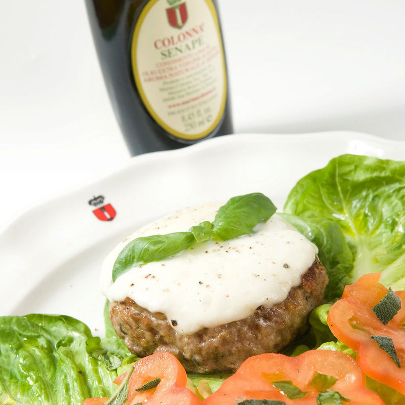 Hamburger with herbs and Colonna mustard oil