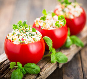 Stuffed tomatoes and zucchini