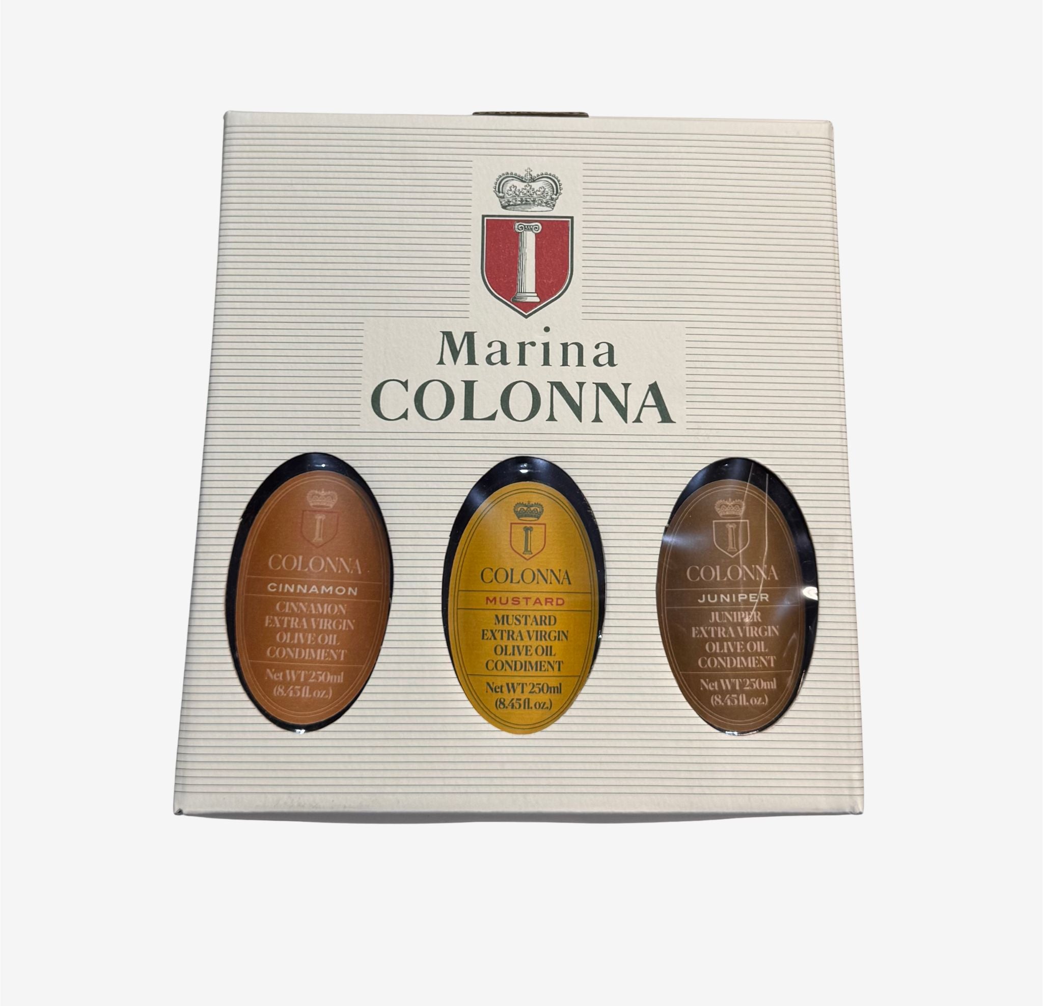 Trio of Marina Colonna EVOO - Mustard, Juniper Berry and Cinnamon