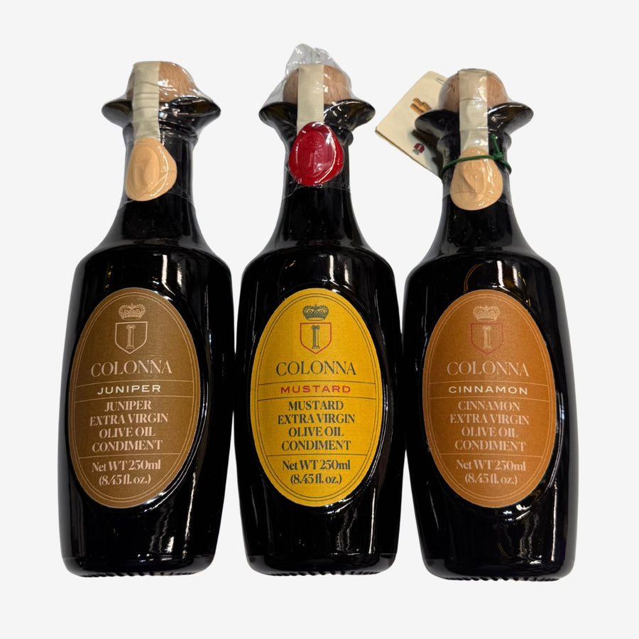 Trio of Marina Colonna EVOO - Mustard, Juniper Berry and Cinnamon