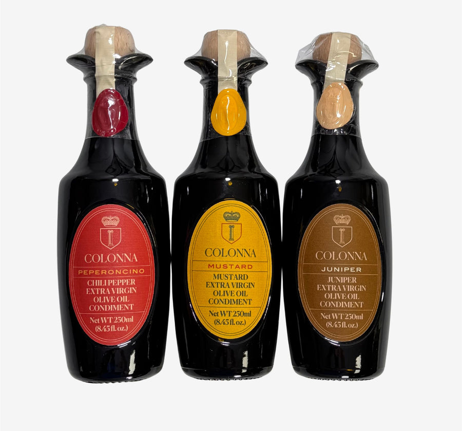 Marina Colonna Grill Master Bundle- Infused Chili Pepper, Mustard, And Juniper EVOOS
